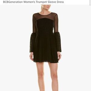 BCBGeneration black mini trumpet sleeve dress